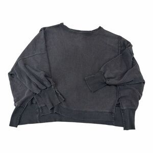 We The Free Camden Sweatshirt Womens M Grey Oversized Raw Hem Wide Scoop Neck